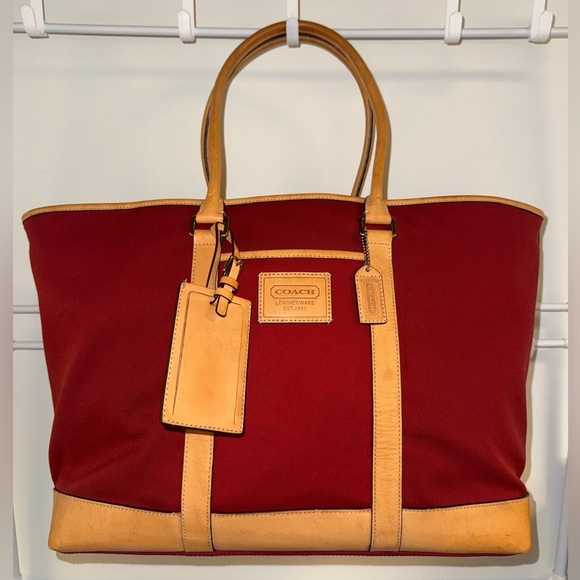 Coach Handbags - UPDATED! Coach Vintage Transatlantic XL Weekender Red Canvas and Leather 5968